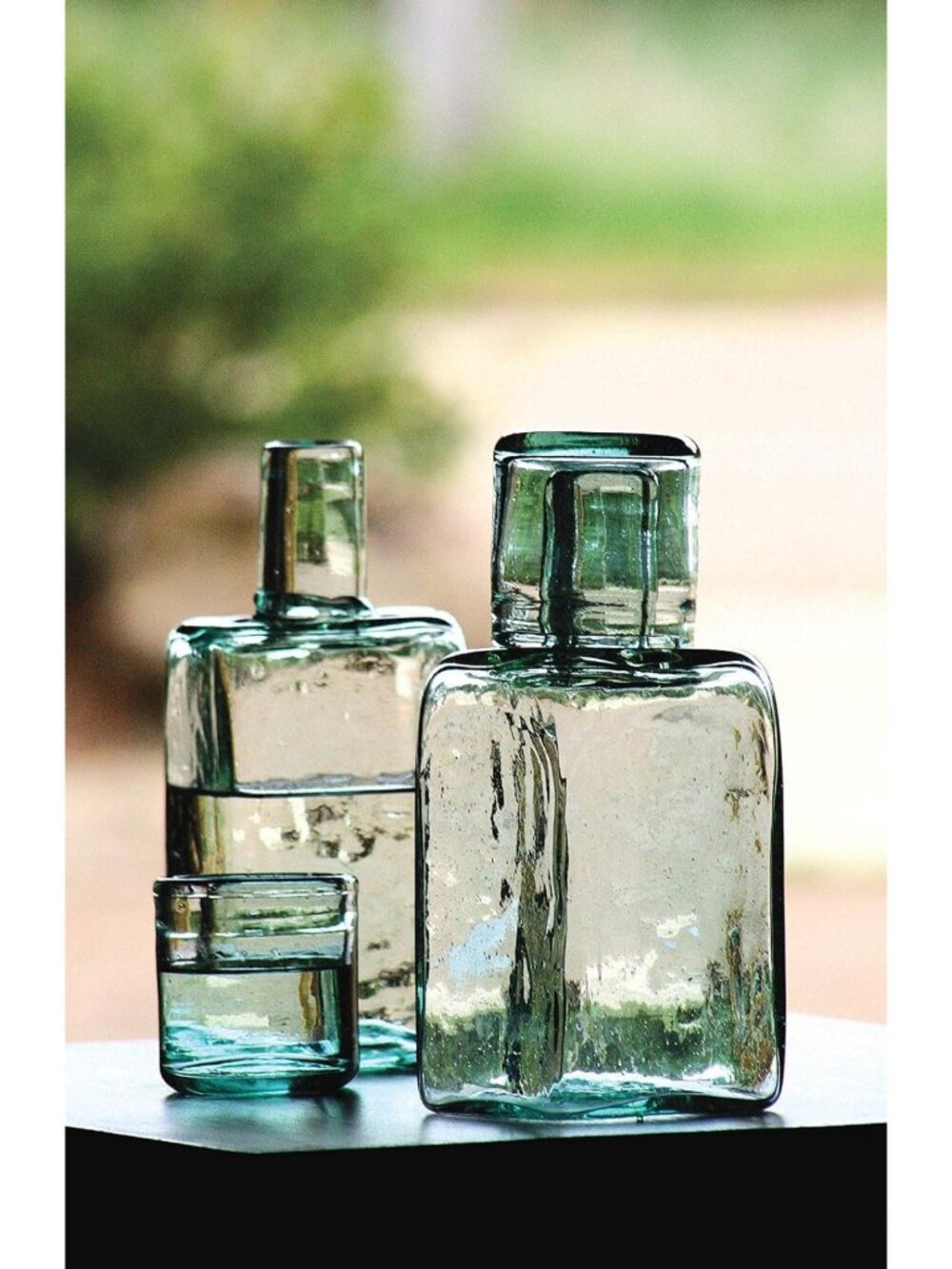 Elegant Green Bedside Water Carafe & Glass Set - Perfect for Home Decor